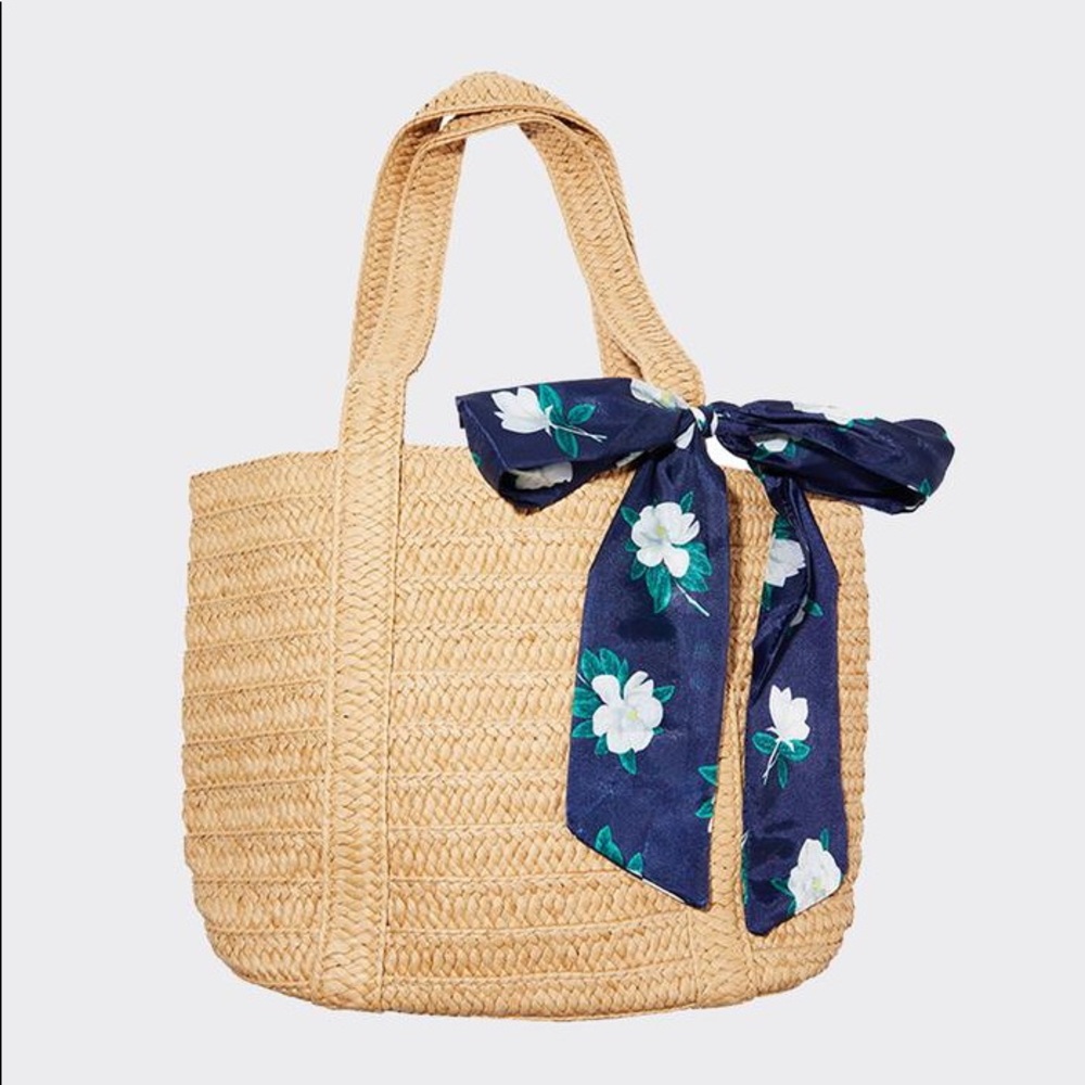 Draper James Straw Bag with Floral Scarf